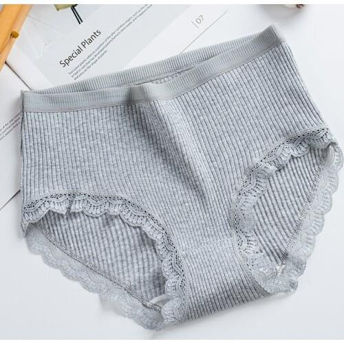 Cotton Womens Underwear Solid Black Panties Women Sexy Clothes for Female Pink Intimates Lingerie High-rise Lace Flower Briefs