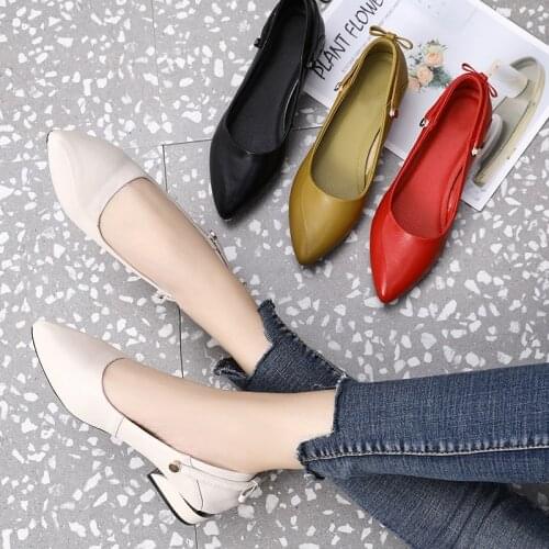 Brand Shoes Thick Heel Ladies Pumps Genuine Leather Pointed Toe Colorful Square Heels Party Handmade Shoes Women
