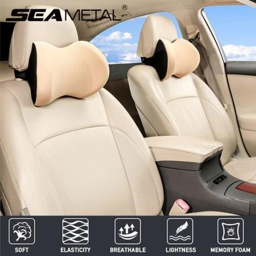 Breathable Ice Silk Car Pillow Super Soft Headrest Travel Camping Neck Pillow Support Cushion Memory Foam Cotton Auto Pillow