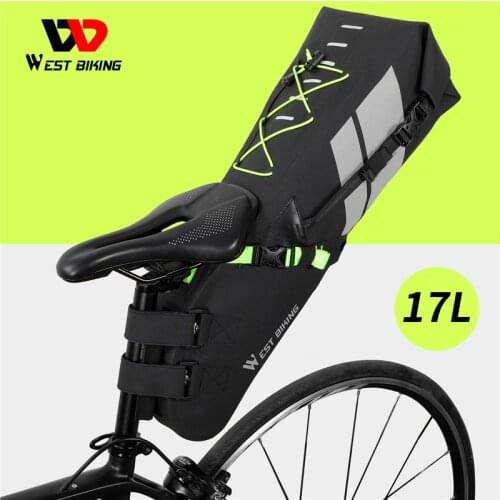 WEST BIKING Bike Bag Waterproof 17L Large Capacity Bicycle Saddle Bag Cycling Foldable Tail Rear Bag MTB Road Trunk Bikepacking