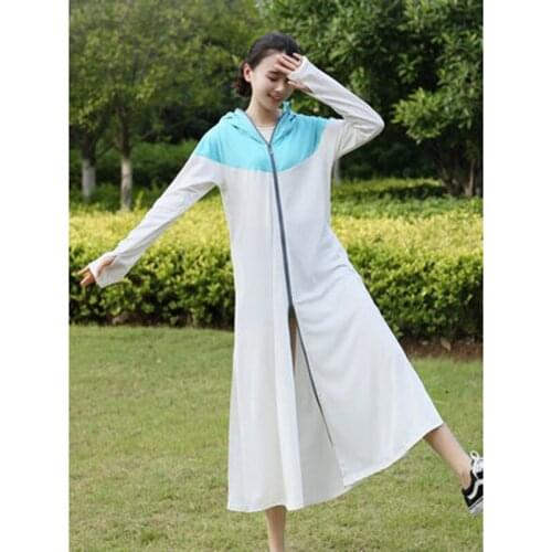 Sun Protection Clothing Women 's Summer Long-Sleeved Long Hooded UV Protection Clothing Breathable Ultrathin Outdoor Sunscreen