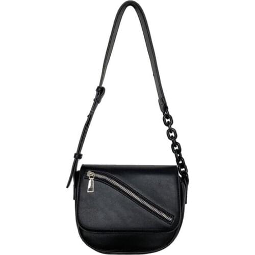 Womens zipper Saddle Bag 2021 New Ladies Shoulder Bags Top Quality Pu Leather Handbags small Messenger Bags Female Day Clutches