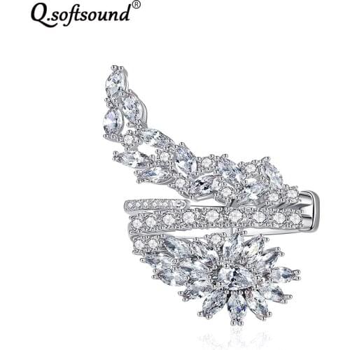 Flower & Leaf Combo Adjustable Bridal Sets Rings For Women White Gold Color Marquise Cut Zircon Ring Jewelry Anillos Anel QR801