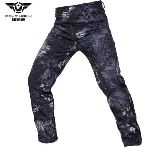 Winter mens shark skin soft shell Tactical Military Camouflage pants Outdoors Hiking fishing Waterproof Thermal Fleece Trousers