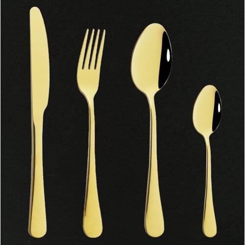 Gold Luxury Tableware Set Mirror Silverware Set Stainless Steel Cutlery Kitchen Knife Spoon Flatware Western Dinnerware Set
