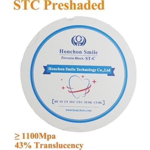 1PC 95*25mm STC Preshaded Dental Zirconia Disc/Block 43% Super Translucent CAD CAM Zirkonzahn System