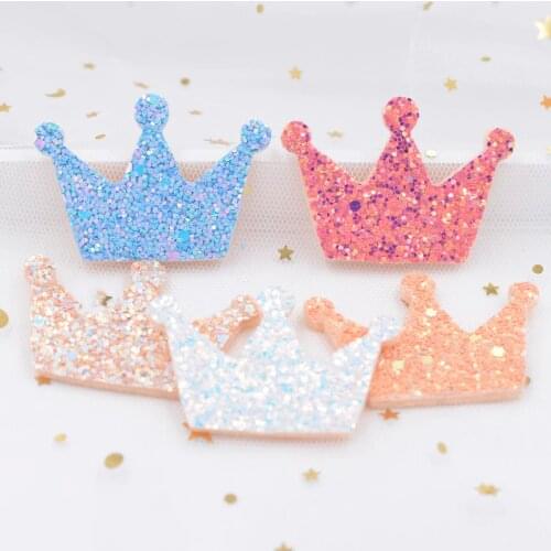 10Pcs Glitter Sequins Fabric Felt Padded Patches Crown Appliques for Crafts Cake Pops DIY Girls Headwear Hair Clips Ornament F98