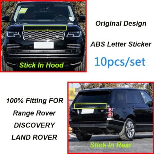 10pcs/set For RANGE ROVER DISCOVERY Letter Hood Trunk Logo Badge Sticker Front Hood Tailgate Lettering Badge Emblem Decal