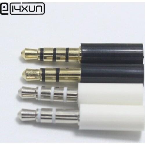 2pcs 3.5mm Stereo Headset Plug 3 4 pole 3.5 mm Gold-plated Audio Plug Jack Mic Adapter Connector for phone white black