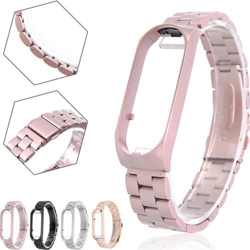 4 Color Stainless Steel Strap For Xiaomi Mi Band 5 Wristbands With Protect Frame Lady Luxucy Metal Replacement Watchbands