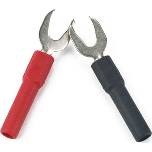 4pcs 2red +2black4mm Banana shrouded plug to Y fork Adaptor 4mm banana socket opening 7.2mm