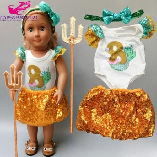 43cm reborn baby Doll sequin dress Scepter and for 18 inch girl american dolls clothes outfit