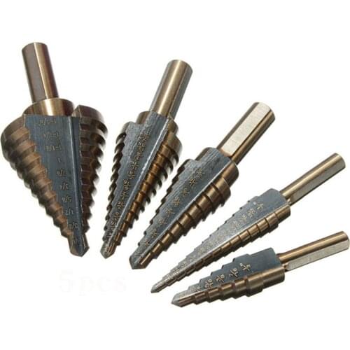 5pcs Step Drill Bit Multiple Hole Replacement DRILL BIT High-Speed Steel 6-12 Steps HSS Cone Drilling TOOL For Metal Woodworking