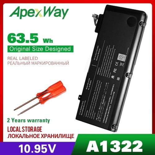 ApexWay 10.95v 63.5Wh laptop battery for Apple A1322 for Macbook PRO 13" A1278 (2009 VERSION) MB990*/A MB991ZP/A high quliaty