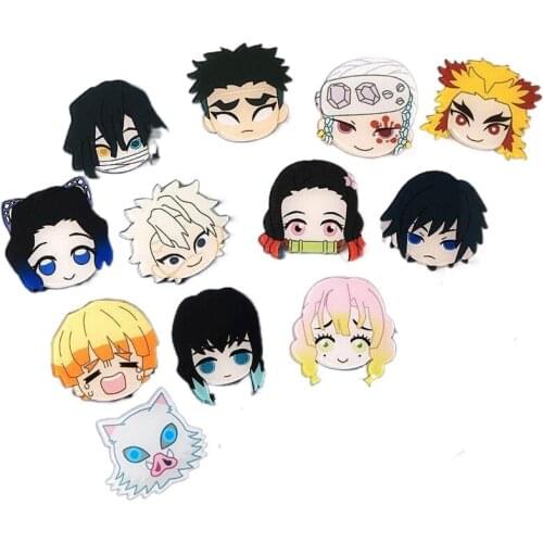 Anime Demon Slayer Brooch: Kimetsu No Yaiba Cartoon Badge Icons on The Pin Acrylic Badges for Clothing Brooches Jewelry Gift