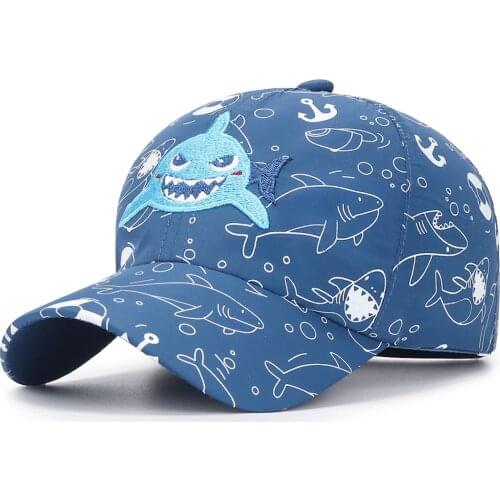 Connectyle Kids Lightweight Quick Drying Sun Hat Cute Shark Design Adjustable Toddler Baseball Cap UV Protection Boys Girls Caps