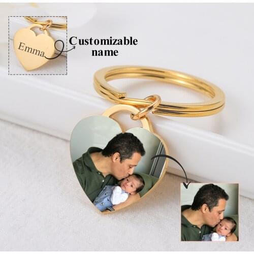 Custom Heart Photo Keychain Personalized Photo Original Keychains Stainless Steel Couples Keychains Gift For Women Men Jewelry