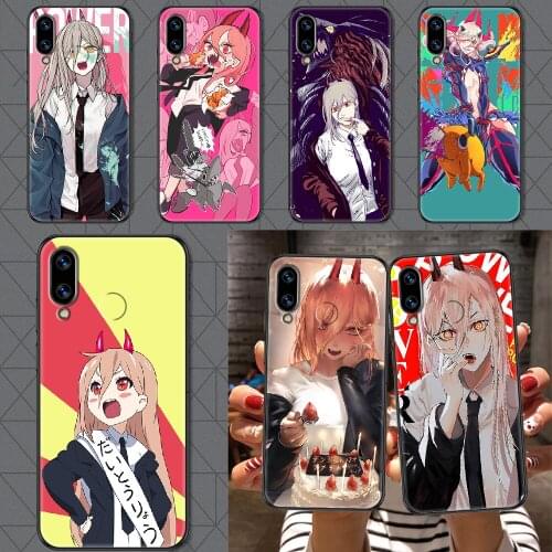 Chainsaw Man Power Phone case For Huawei Honor 6 7 8 9 10 10i 20 A C X Lite Pro Play black fashion bumper painting waterproof 3D