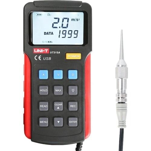 UT315A Digital Vibration Tester Vibration Acceleration Velocity Displacement RMS Auto power off Vibration Meter