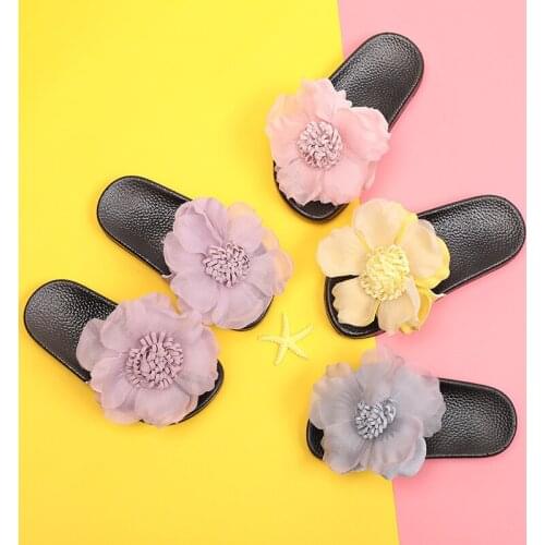Kids baby girls slippers with flowers summer children sandals shoes fashion indoor footwear girls beach slippers soft