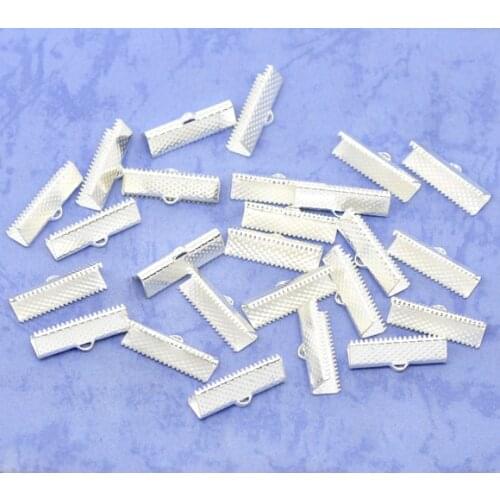 Doreen Box Lovely 100 SP Textured End Caps Crimp Beads 22x7.5mm Findings (B10595)