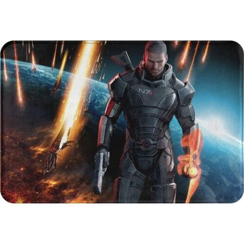 Mass Effect Game Kitchen Non-Slip Carpet Space Fire Bedroom Mat Welcome Doormat Floor Decoration Rug