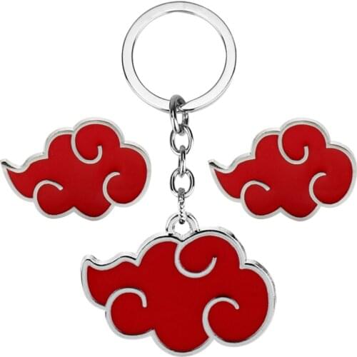 Japan Amine Akatsuki Organization Logo Red Cloud Cosplay Metal Enamel Pendant Keychains/Keyrings For Children Kids Gift