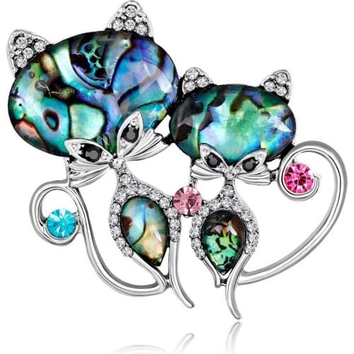 Fashion high-end elegant natural shell cat brooch brooch animal alloy banquet wedding brooch gift for women