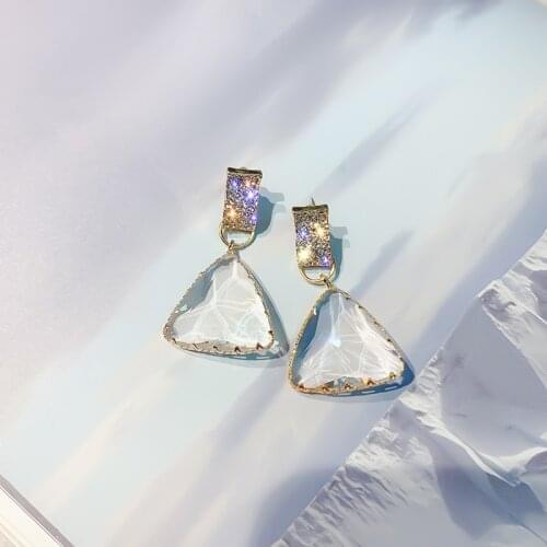 Fashion Triangle Crystal Drop Earring Statement Earring Geometric Dangle Earrings for Women New Bijoux Jewelry Gifts