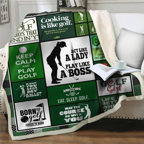 Cartoon Sherpa Blanket on Bed sofa 3D lady play golf printed Throw Blankets for Kids Bedspreads Home textiles Couch Quilts Cover