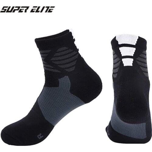 SUPER ELITE Pro Mid Basketball Socks High Quality Mens Compression Cycling Socks Non-slip Durable Skateboard Towel Bottom Socks