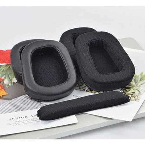 For Logitech G633 G933 Headphones Set Sponge Ear Cotton Earmuffs Breathable Mesh Accessories Head Beam