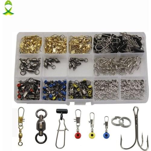 JSM 275Pcs/lot Fishing Tackle Set Hooks Swivels Bass Fishing Accessories Kit Tackle Box