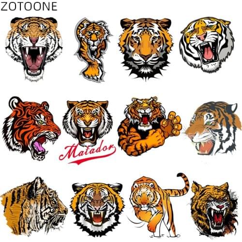 ZOTOONE Iron on Tiger Head Patch for Clothes Cute Animal Patches for Kids Stickers Diy Applique Heat Transfer Vinly Appliqued H