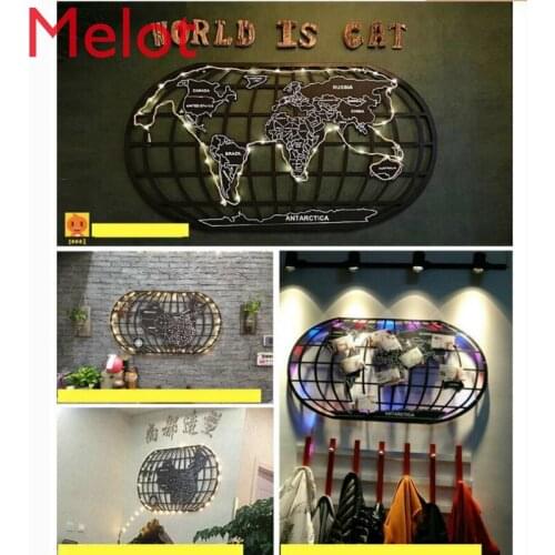 Industrial Style Wall Ornament Iron World Map Wall Hang Decoration Mural for Bar Cafe House Living Room