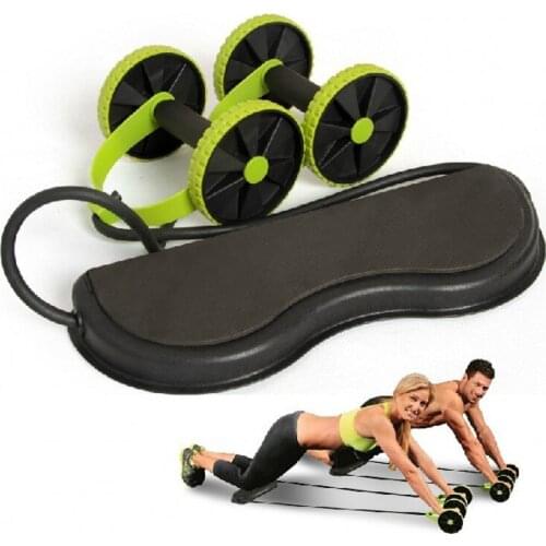 No Noise Abdominal Wheel Ab Roller with Resistance Bands Rubber String Chest Developer Indoor Fitness Equipment
