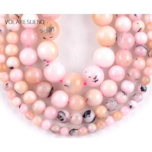 Wholesale Pink Opal Stone Natural Stone Round Beads Spacer Loose Beads For Jewelry Making 6mm8mm10mm Diy Bracelet Jewellery 15"