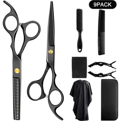 Hair Scissor 6 Inch Barber Hairdressing Cutting Professional Shear Stainless Steel Thinning Scissor Barbershop Salon Set