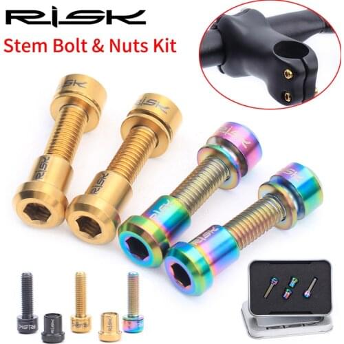 Risk MTB Road Carbon Stem Bolts&Nuts Kit M5*18mm TC4 Titanium alloy Screws with Not Easily Lost Washer Black Rainbow Gold