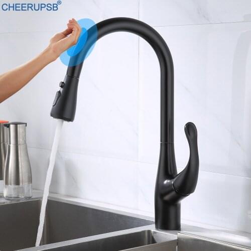 Touch Kitchen Faucets Intelligent Smart Sensor Tap Hot Cold Water Pull Down Mixer Crane Single Hole Deck Mount Faucet Torneiras