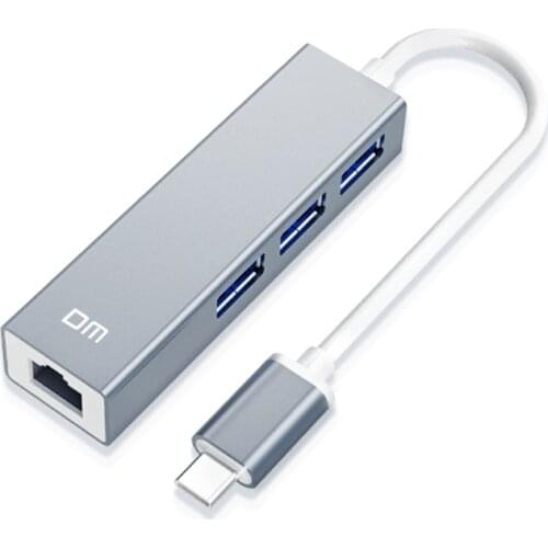 Type C To 3 Port USB3.0 High Speed HUB With 1000mbps Ethernet Port CHB013 Support 1TB HDD Transfer Speed Up To 300mb/s