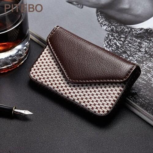 PITEBO Business Card card holder leather high-quality card bag high-end rose red/apricot/coffee 9 color magnetic button design