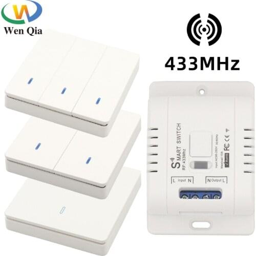 WenQia 433Mhz Wireless Smart Push Wall Switch Light RF Remote Control 110V 220V 10A Receiver For Ceiling Lamp/LED/Corridor Room