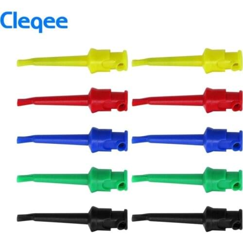 HOT Cleqee P5002 10pcs Multimeter Good Quality Test Hook Clip Lead Wire Kit Grabbers Test Probe SMT/SMD IC D20 Cable Welding