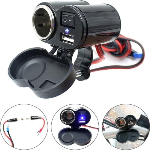 12V USB Cigarette Lighter Waterproof Power Port Outlet Socket Kit For Motorcycle