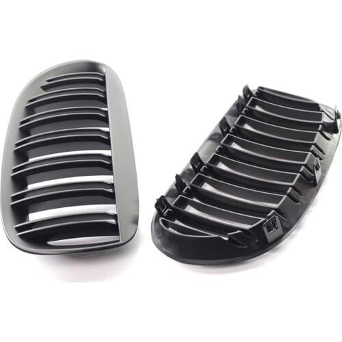 2Pcs Black Double Slats Front Kidney Grille Mesh Grill for BMW E63 Durable