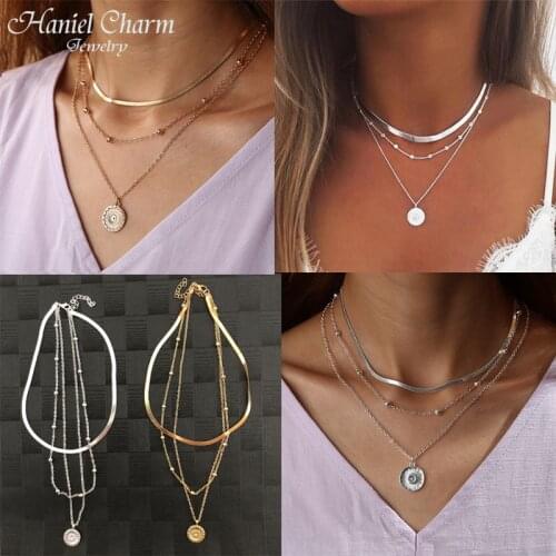 2021 Hot Sale Summer New Style Lotus Necklaces Jewelry Girl Bohemia Alloy Necklace Multilayer Chain For Women Necklaces Gifts