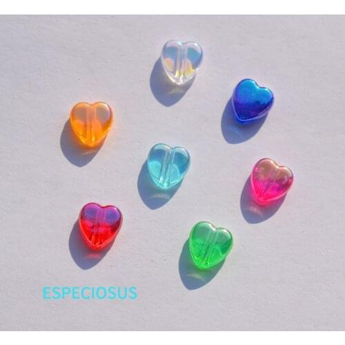 DIY Jewelry Accessories Transparent Acrylic Fittings Multi Color Plated Spacer 9MM Heart Shape Beads Earring Making Departments
