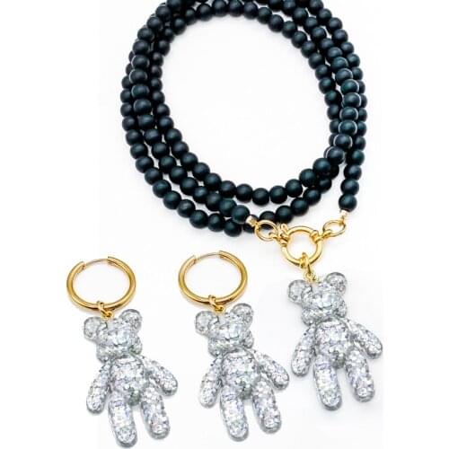 Bohemian Cute Colorful Acrylic Transparent Bear Earrings Gildren Girl Jewelry Accessories Birthday Party Gift Animal Earrings