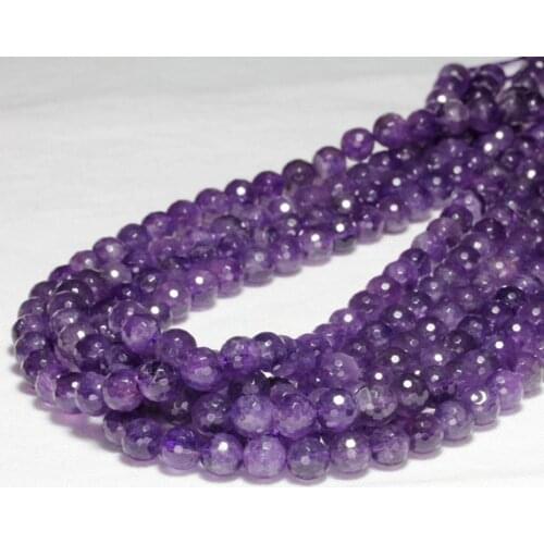 Amethys t Stone beads Faceted 6mm 8mm 10mm Faceted Round Beads,Amethyste Quartz Beads,Material for Jewelry Making 1string